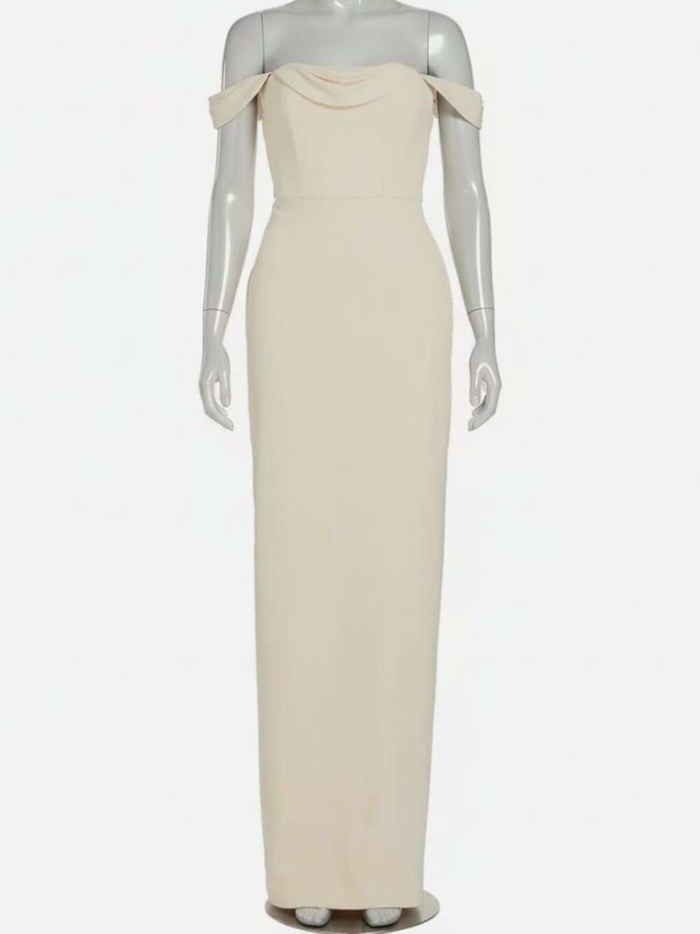 Vera Wang Women's Beige Sonsoles Off-Shoulder Gown Dress Size: 6